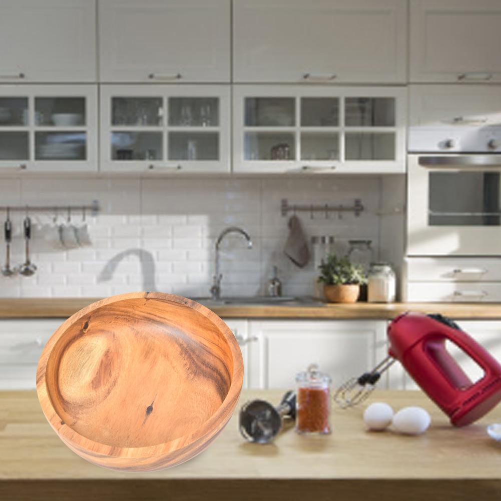 Wooden Salad Bowl Food Fruit Container Dish Tableware Kitchen Utensils30x9cm