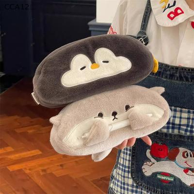 Niedliche Cartoon-Stiftetasche mit kleinem Otter-Pinguin und Plüsch, große Kapazität, Kawaii-Federmäppchen, Schreibwaren, Schulbedarf, Schreibwarentasche