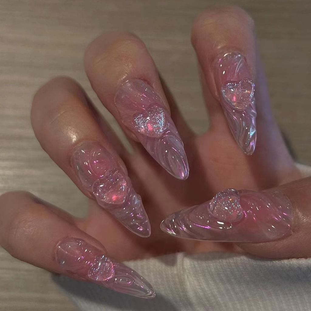 New Nail Art Film European And American Y2K Spice Girl Style Ins Long Almond Long Tip Nail Wearing Nail Patch