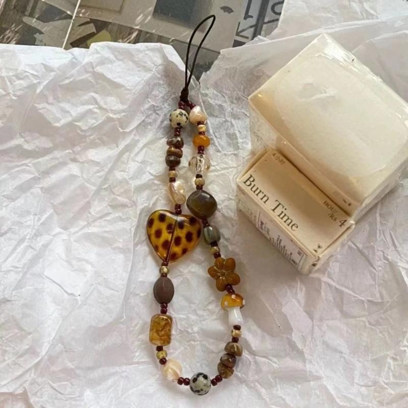 Plastic Beaded Phone Chain Pendant Telephone Lanyard Cellphone Rope Bracelet Fashion Keyring Keychain For Women Jewelry