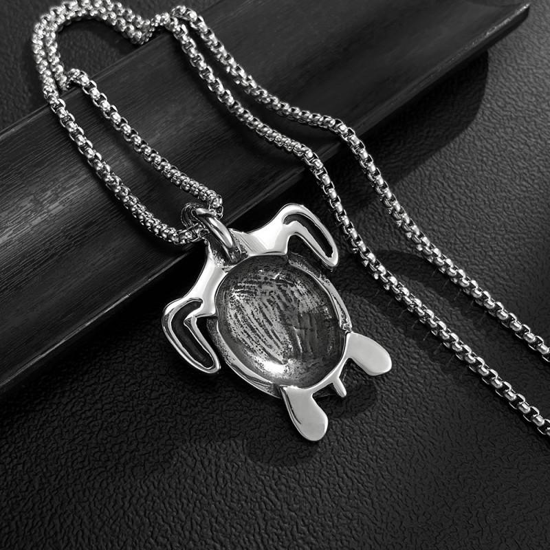 Hip Hop Necklace Men's Stainless Steel Personality Versatile Trendy Flu Turtle Titanium Jewelry