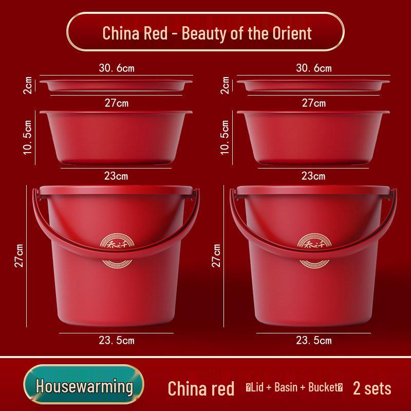 Red Wedding & Housewarming Joy Buckets - Large Plastic Pair in Vibrant Red