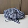 Japanese plaid strap casual retro beret fashion versatile street octagonal hat new women's painter hat