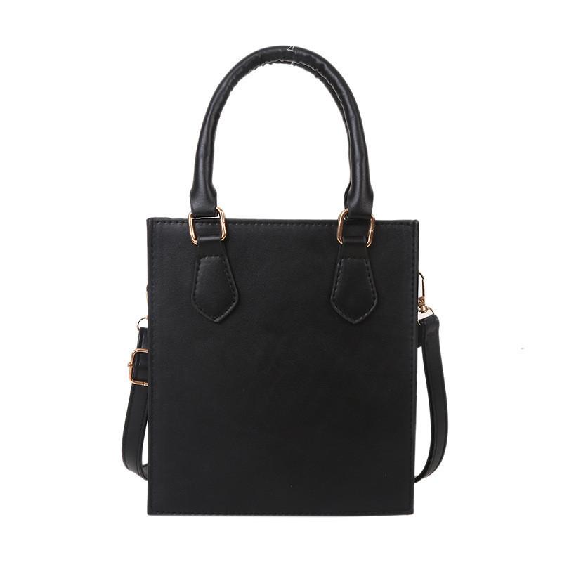 Stylish Pu Leather Women's Black Shoulder Bag 2023 Trendy Small Square Handbag
