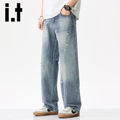Izzue It Herren-Jeans mit lockerem, geradem Schnitt und Rissen