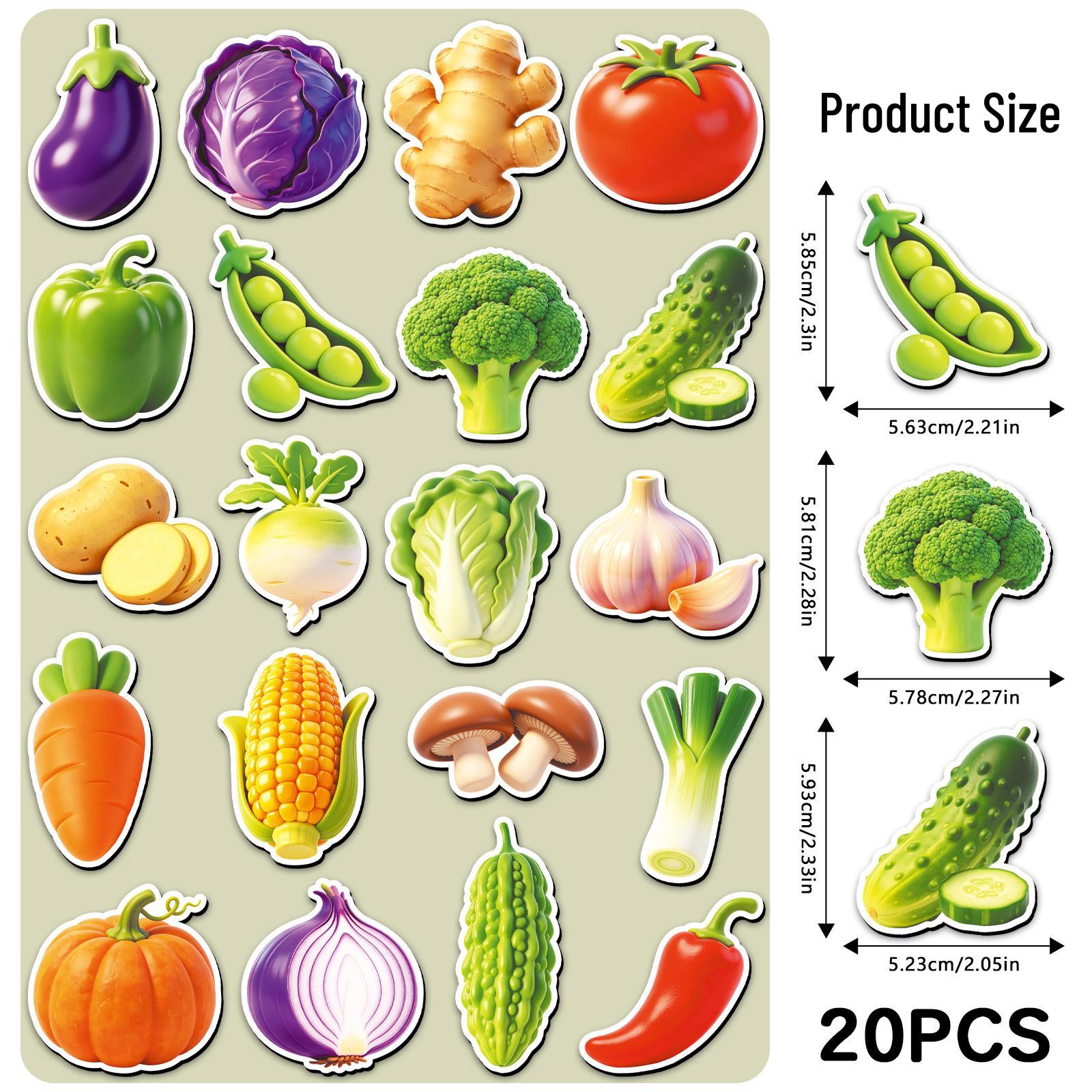 20pcs Realistic 3D Vegetable Refrigerator Magnets - Cute DIY Graffiti Decoration with Strong Magnetic Attraction 5.5-8.5CM