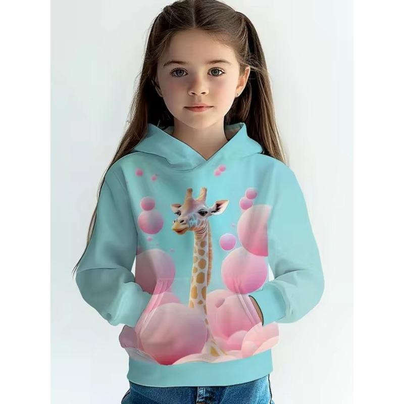 

Girls Cartoon Butterfly Sweatshirts Printed High Street Fashion Casual Comfortable Loose Letter Coat Autumn Winter Clothes 110cm