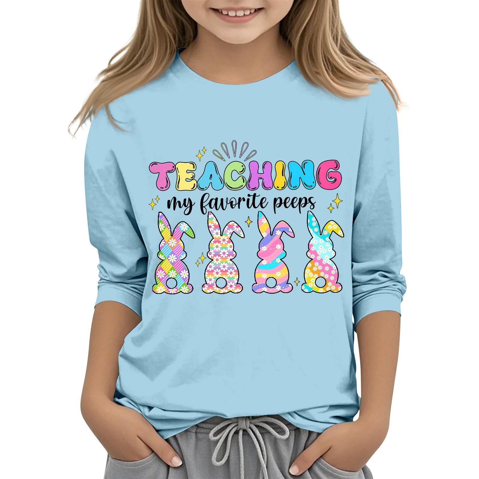 

Повседневная футболка с круглым вырезом и пасхальным принтом, с рукавами 7 точек для детей 160