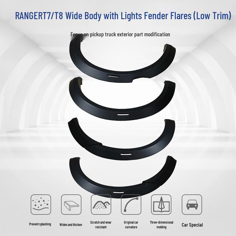 

Ford Ranger T7/T8 Wide Body Fender Flares with Lights - Wheel Arch Mudguards for Exterior Modification Yes