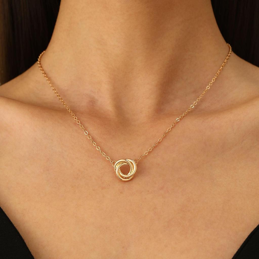 European & American Style Knot Jewelry Set: Women's Creative Necklace, Earrings, & Ring