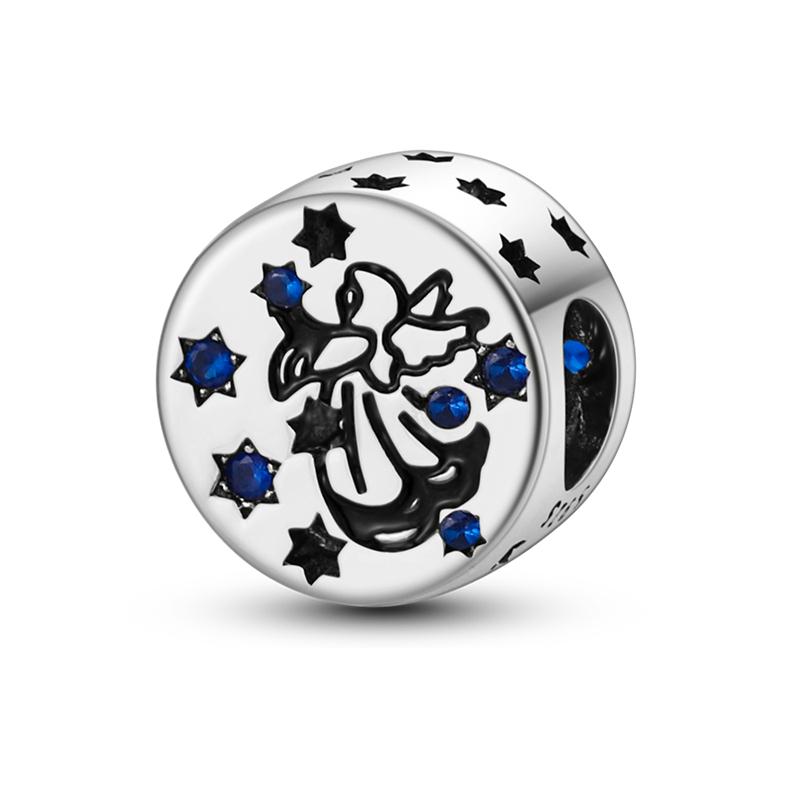 Copper Angel Pendant Wing Beads Heart Zircon Feather Charms Fit Original Brand Bracelet Diy Jewelry Marking Gift