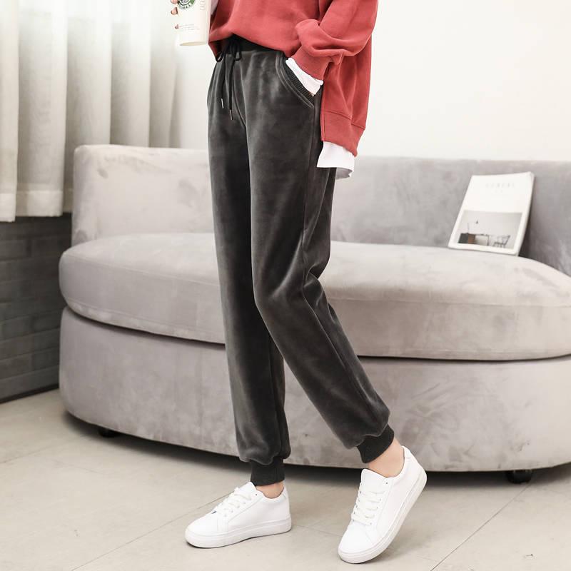 Winter Women Cotton Thickening Lamb Hair Warm Sweatpants Casual Comfy Sweatpants Leisure Trousers Pants