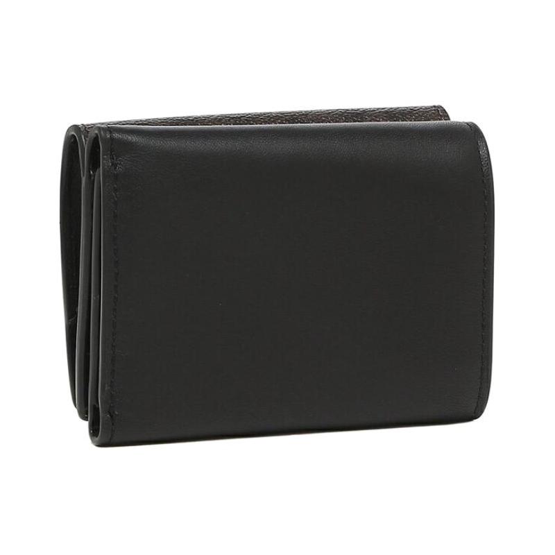 Coach 10 Classic Presbyopia Logo Coated Canvas Wallet Women's Black Brown Black Brown