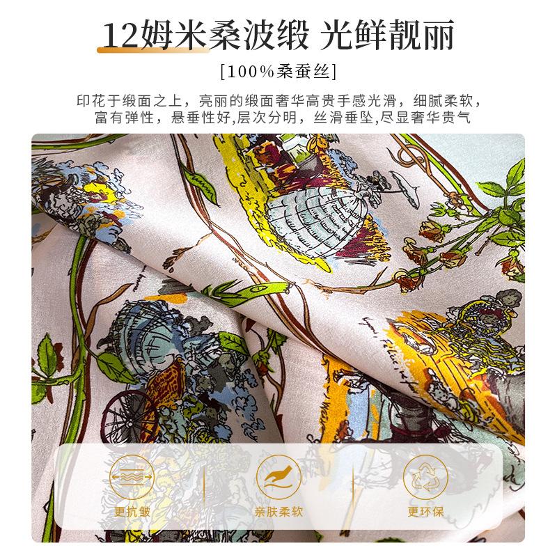 100% Natural Silk Scarf Women Square Floral Shawls Wraps Foulard Scarves Pashmina Neckerchief Female Hijab Bandana Poncho 68cm