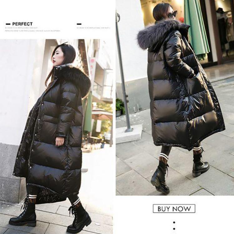 Veste Longue D'hiver Parka Bamulan Noir Taille L - Duvet, Col Fourrure Faux Sapin - Neuve Avec étiquettes