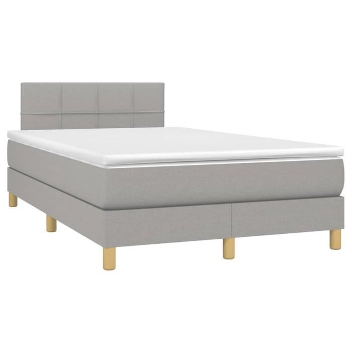 3140601 vidaXL Lit à sommier tapissier avec matelas Gris clair 120x200cm Tissu