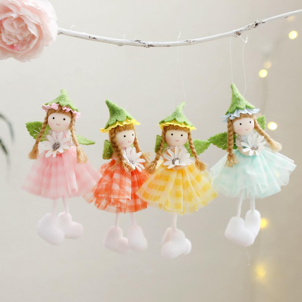 2025 Easter Long Legs Flower Fairy Angel Elf Rabbit Dolls Home Hanging Ornaments Spring Easter Party Supplies Kids Birthday Gift