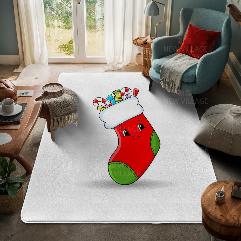 House Entrance Carpet Home Door Mat Living Room Bath Foot Bathroom Non-slip Water Absorption Rugs Bath Merry Christmas Winter