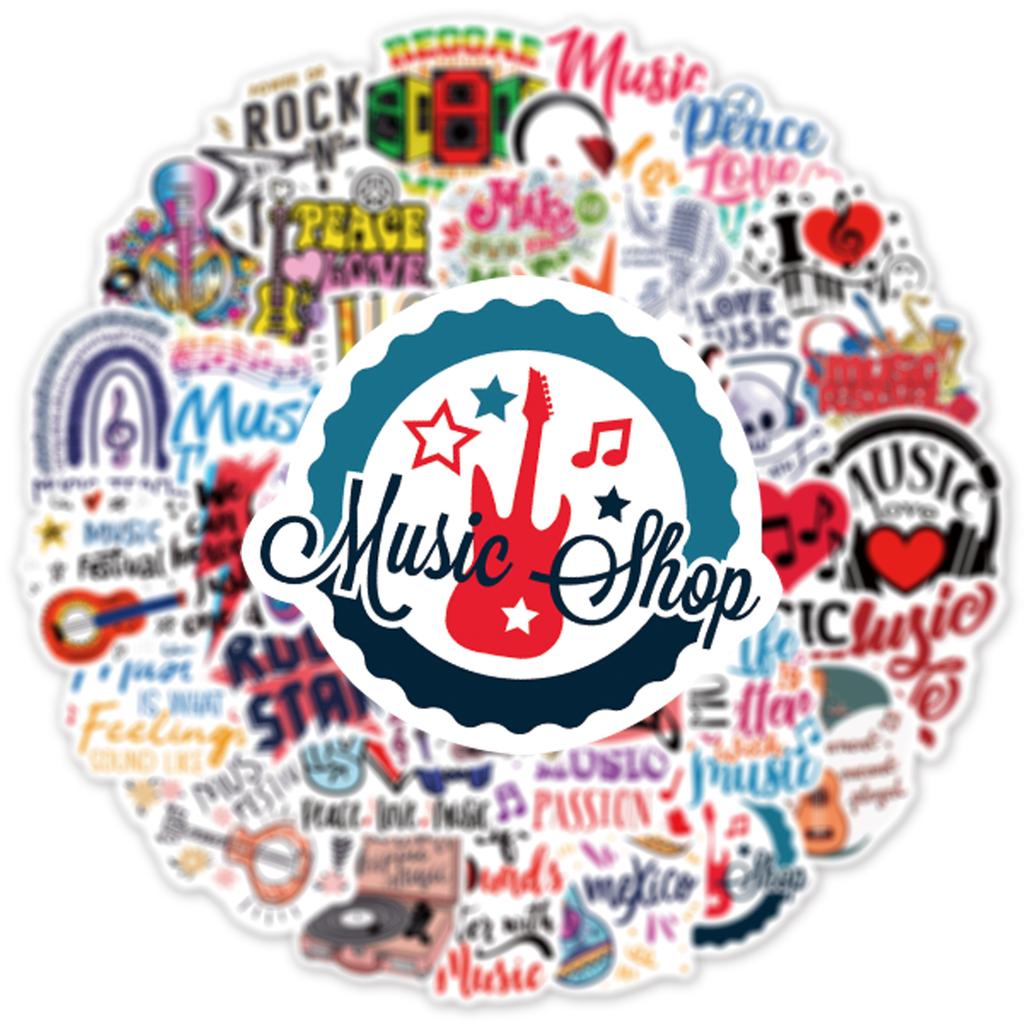 50/100PCS Small Fresh Music Graffiti Stickers Luggage Stationery Phone Guitar Cups Waterproof Text Stickers