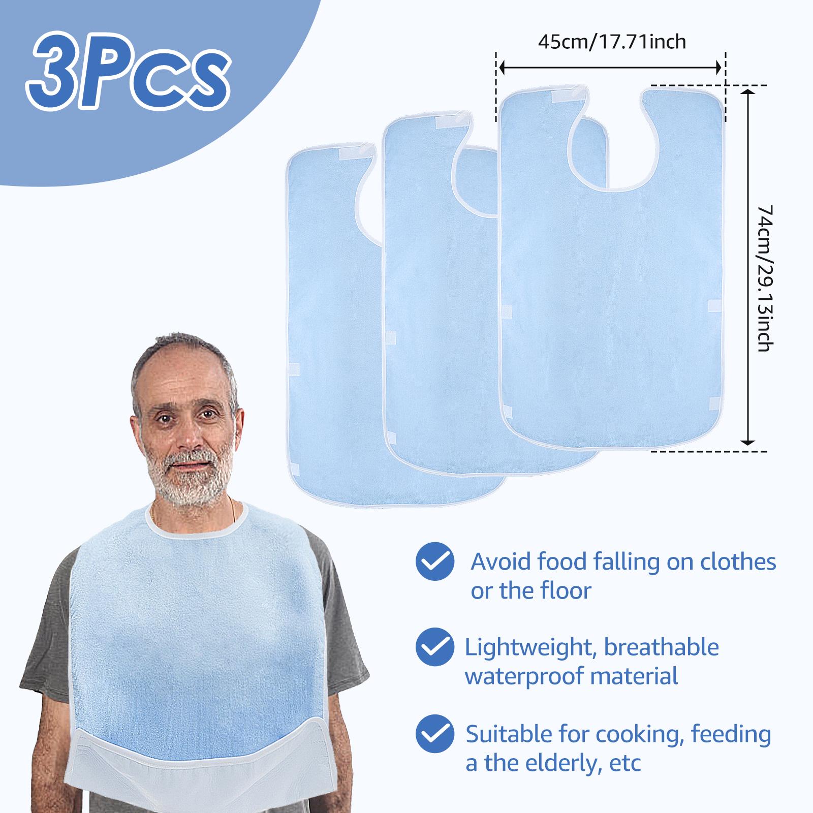 

3/6/12Pcs Waterproof Adult Bibs Polyester Soft Caregiving Bibs Adjustable Clothing Protectors Washable Large Coverage Bibs