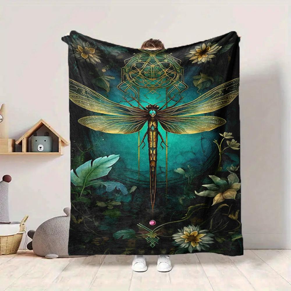 1pc Dragonfly Art Blanket Lightweight Blanket Throw Blanket For Sofa, Bed, Travel, Camping, Livingroom, Office, Couch, Chair yy251010006