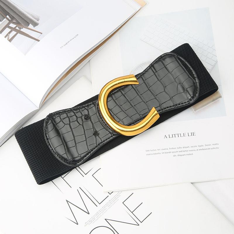 Smooth Buckle Ushaped Black Belt Womens Coat Dress Decoration Versatile
