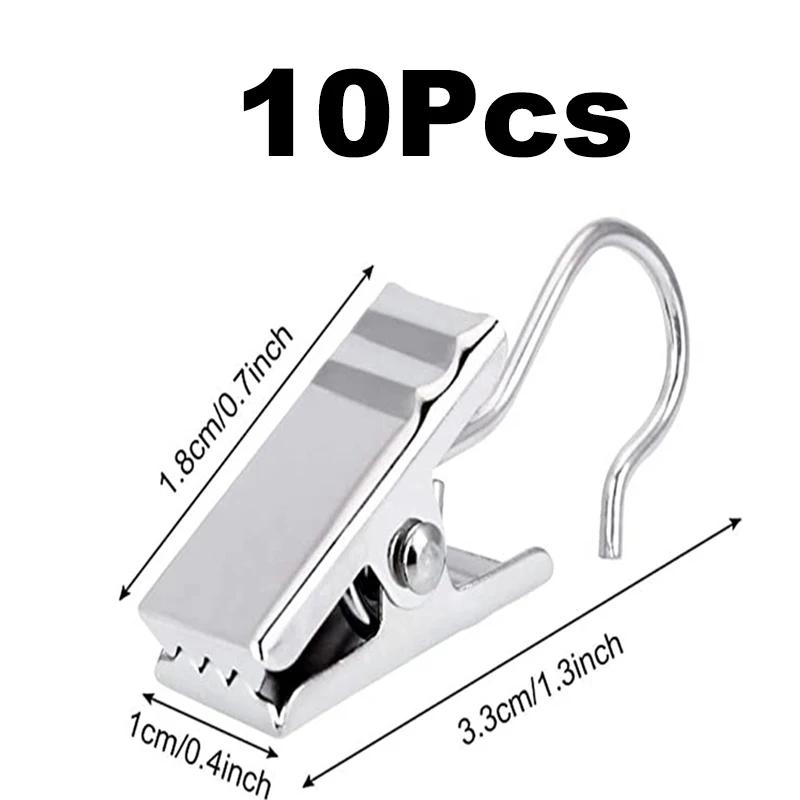 4/10/20PCS Stainless Steel Curtain Hook Clothes Clips Super Load-bearing Shower Door Curtain Hook Clip Window Accessories
