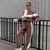 Fashion European and American suits Casual sports suits Zipper cardigan trousers Two-piece suit Women