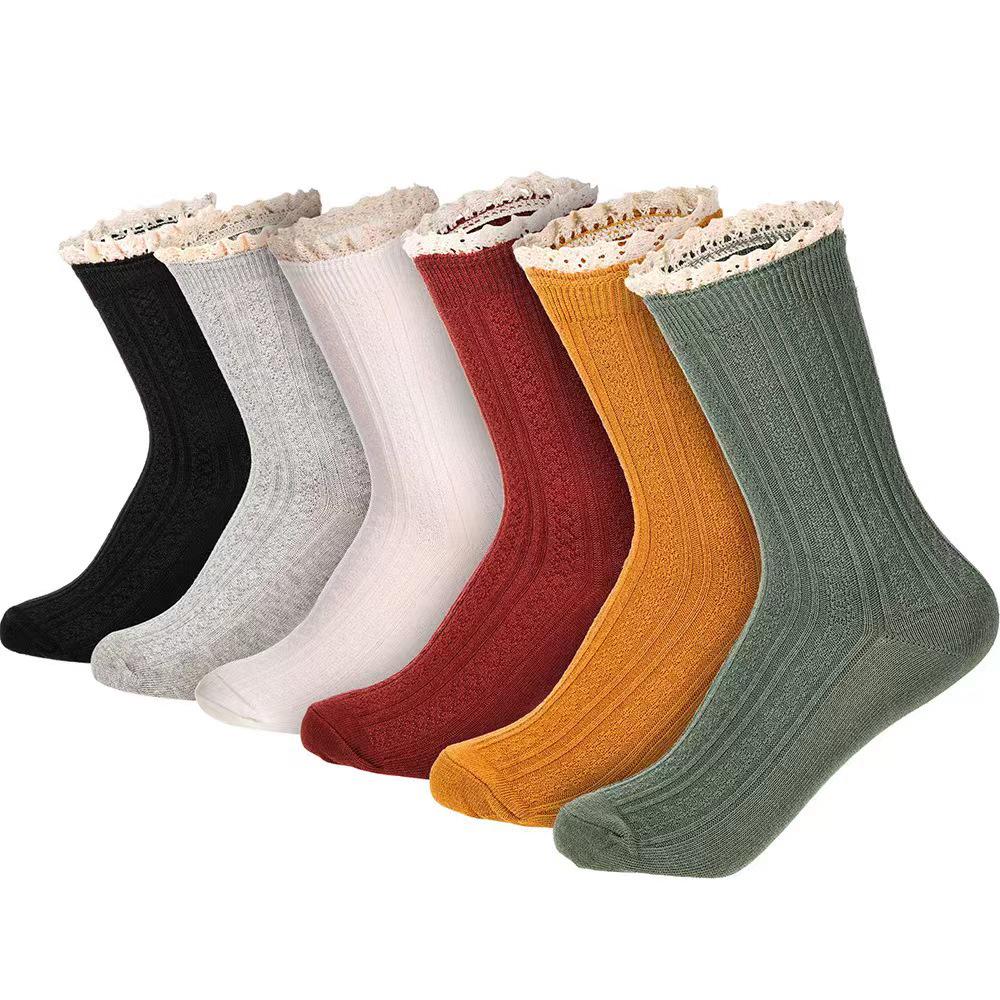 Mori Girl Literary Lace Trim Socks: Korean & British Style, Hollow JK Japanese Academy, Two-Way Ruffle Women's Socks.