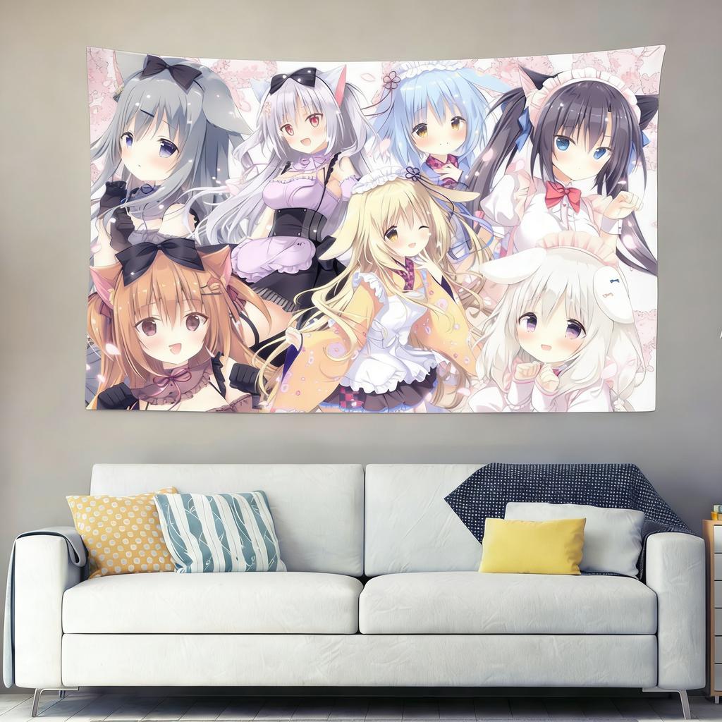 New Anime Galgame Cartoon Girl Print Tapestry Wall Hanging For Bedroom Dorm Room Home Wall Decor