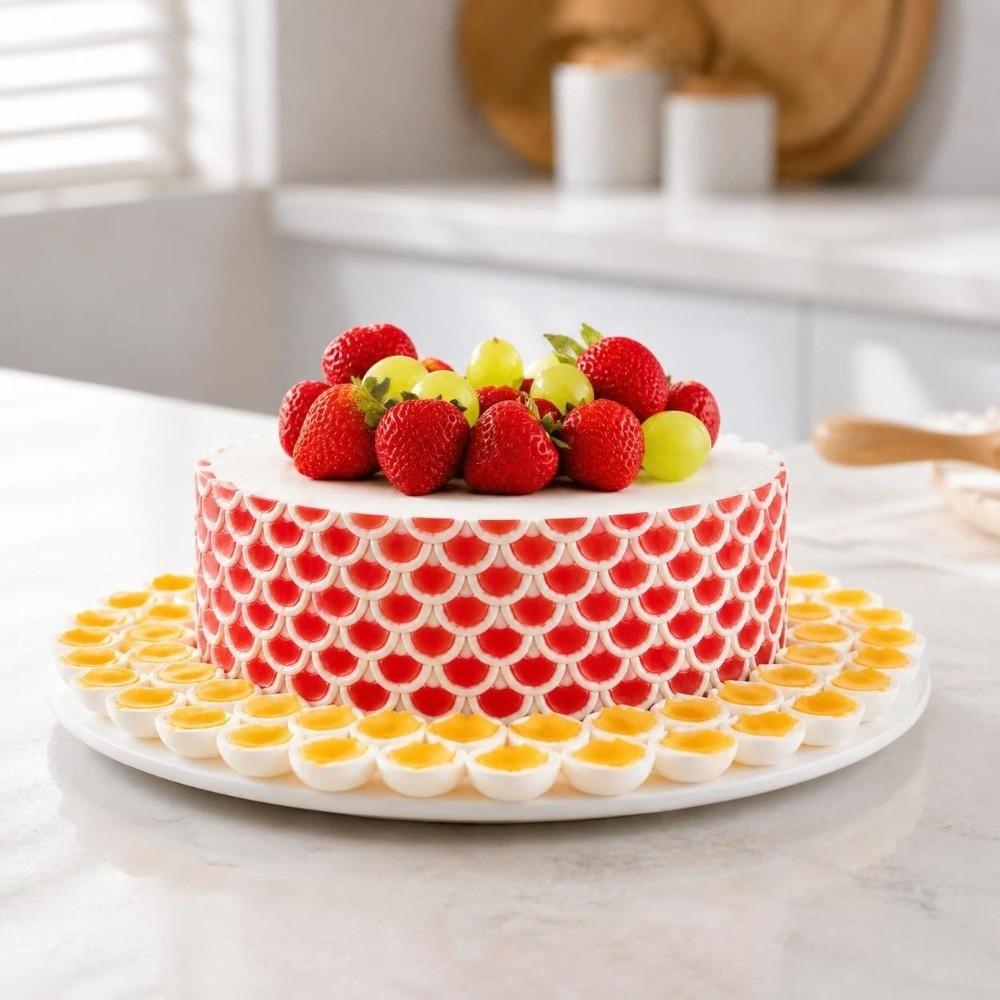 Reusable Silicone Cake Texture Mold Grey Non-Stick Silicone Cake Mold Fish Scale Pattern Fish Scale Texture Mat Cake Decorating