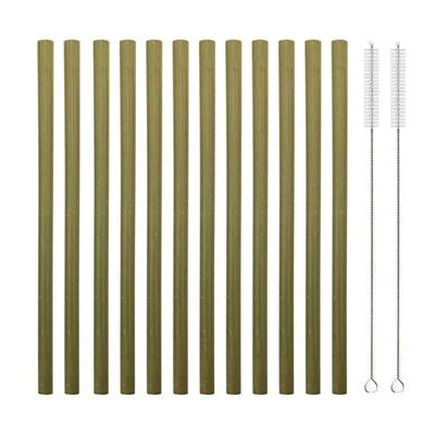 12 Adet Bambu Pipetler Tekrar Kullanılabilir İçme Pipetleri Çocuklar İçin Fırçalı Organik İçecek Pipeti Soğuk Sıcak İçecek Meyve Suyu Süt Kokteyl Pipeti