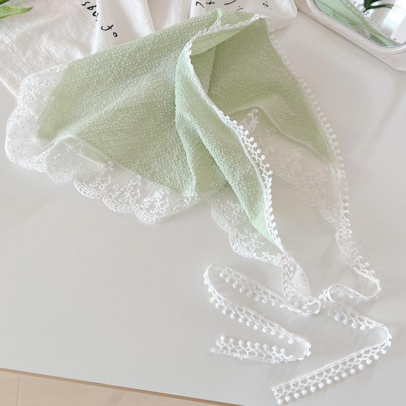 Headscarf summer women's pastoral triangle scarf literary retro crochet triangle scarf hat Y2K hot girl girl children hollow bud
