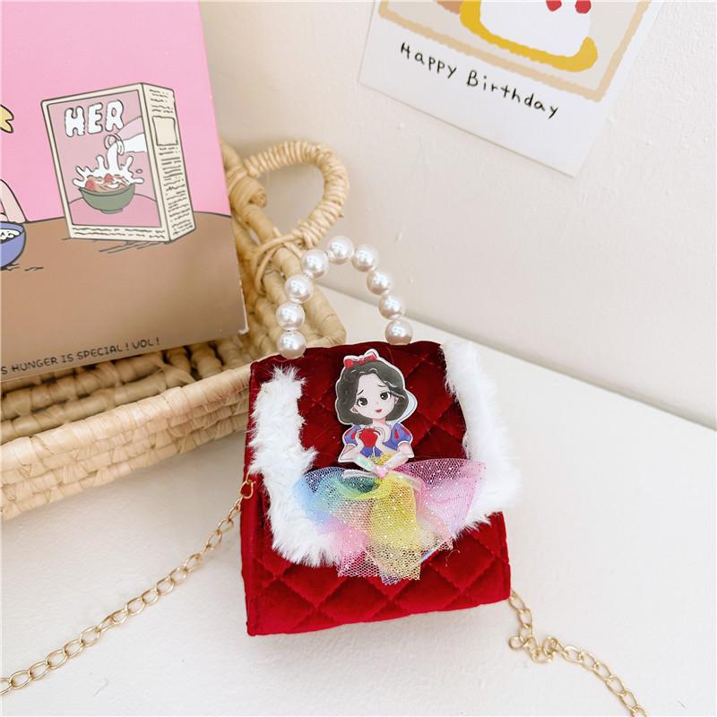 Stylish And Cute Red Pearl Handbag For Girls Featuring Adorable Butterfly Bow Accent