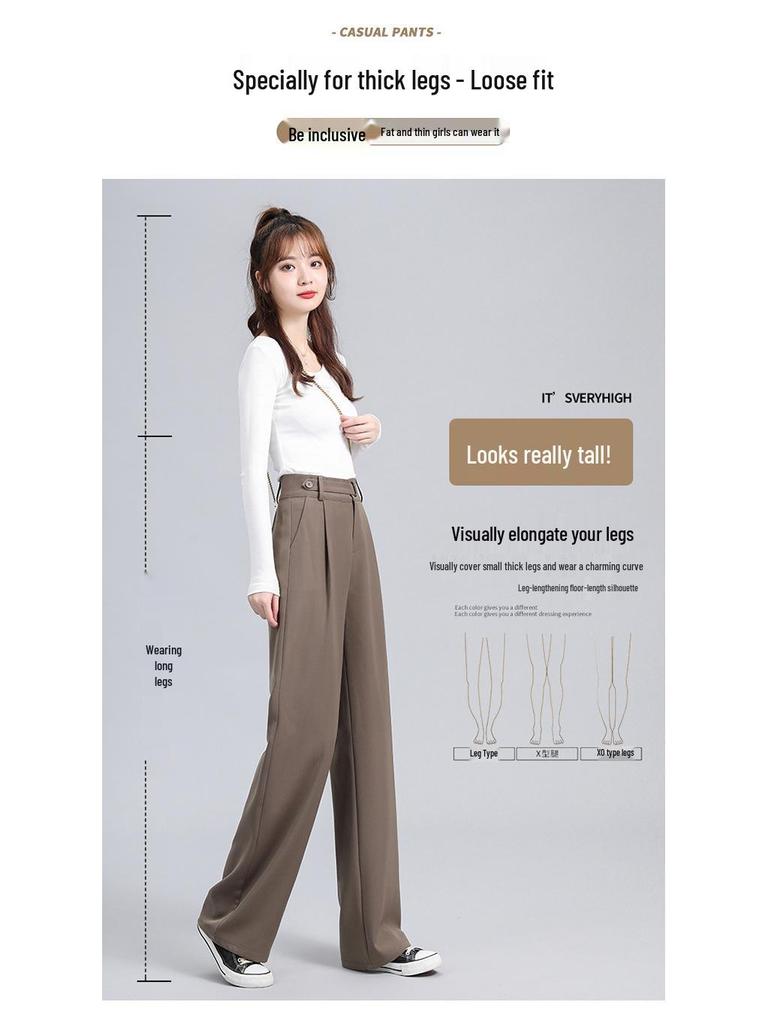 Women's Spring 2025 Straight Leg High Waist Casual Wide Leg Pants