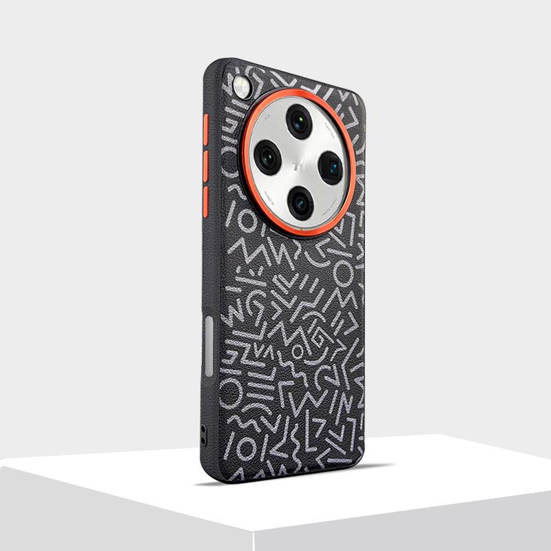 For Oppo Find X8 Ultra Phone Case Magnetic Suction X8s+ Plus X8 Pro Geometric Graffiti Painted Leather Metal Len Ring Hard Cover