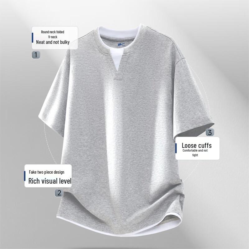 Warrior Men's Pure Cotton Faux Two-Piece Short Sleeve T-Shirt
