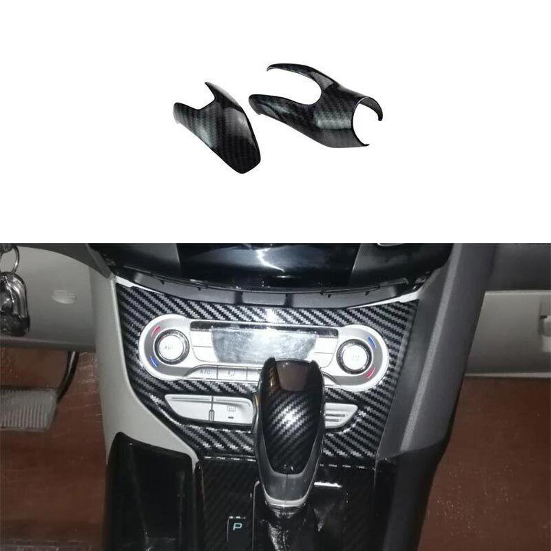 For Ford Focus 2012-2018 AT Carbon Fiber 2PCS Gear Shift Knob Shifter Lever Trim