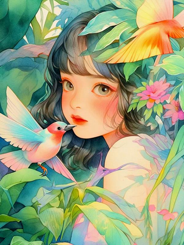 Κινούμενα Σχέδια Κορίτσι Ζωγραφική με Διαμάντια Νέες Αφίξεις DIY Πλήρης Τετράγωνη Στρογγυλή Τρυπάνι Στρας Κέντημα Λουλούδια και Πουλιά Μωσαϊκό Κιτ Σταυροβελονιάς Διακόσμηση Τοίχου