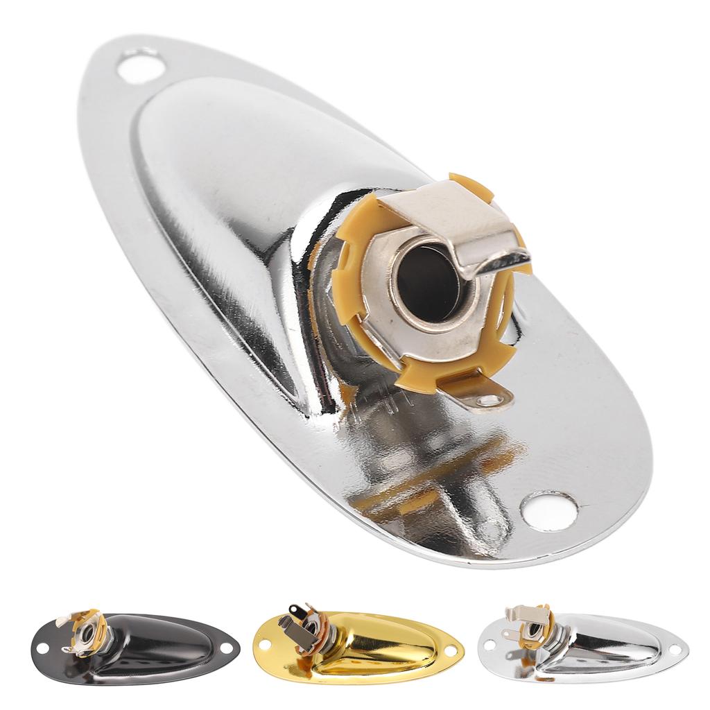 Guitar Input Jack Boat Style 6.35mm Metal Electric Guitar Input Output Socket with 2 String Fixators