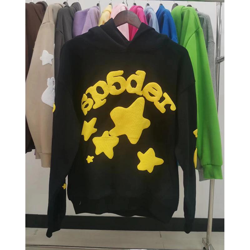 Tungvikts Huvtröja med Spindelnätsmönster i Skumtryck (450G)