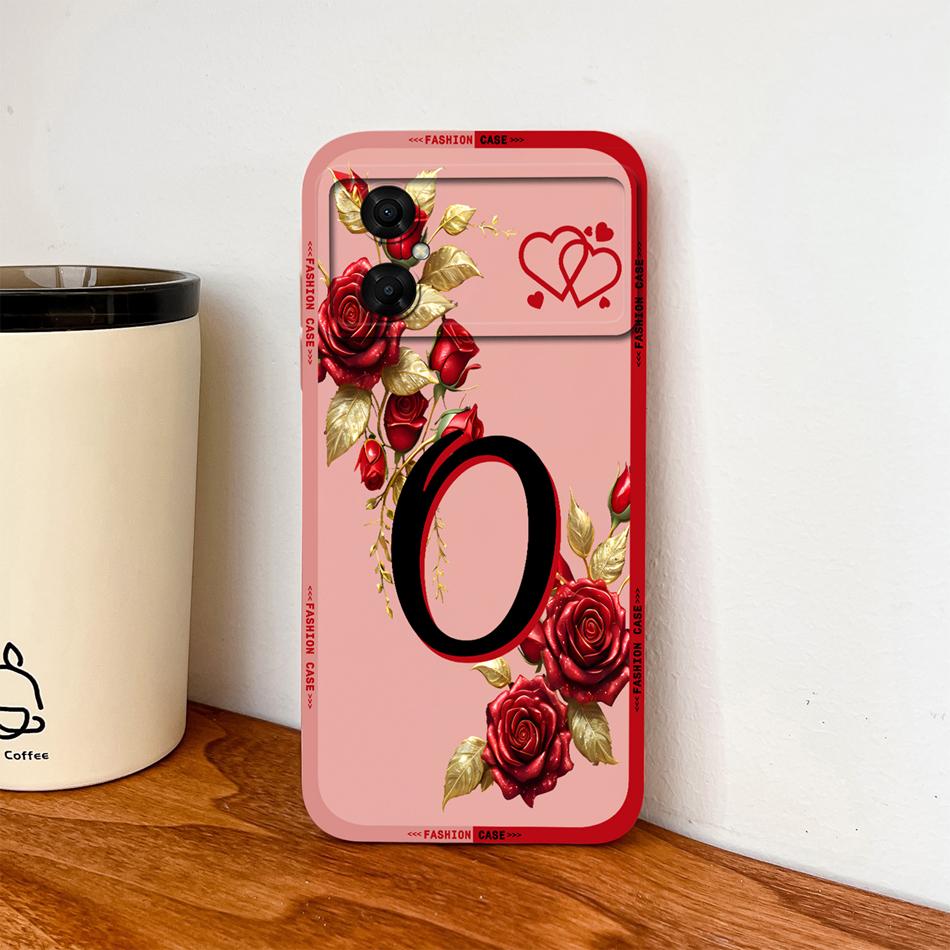 Case For Xiaomi Poco M4 M3 Pro Luxury Rose Letters Soft Smooth Liquid Silicone Housing For Poco M 4 M 3 Lightweight Phone Cover