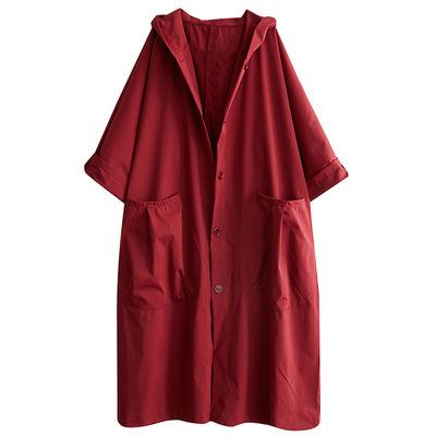 Trench Coat Women's Medium and Long Autumn New Large Size Literary Loose Casual Long-sleeved Coat Women
