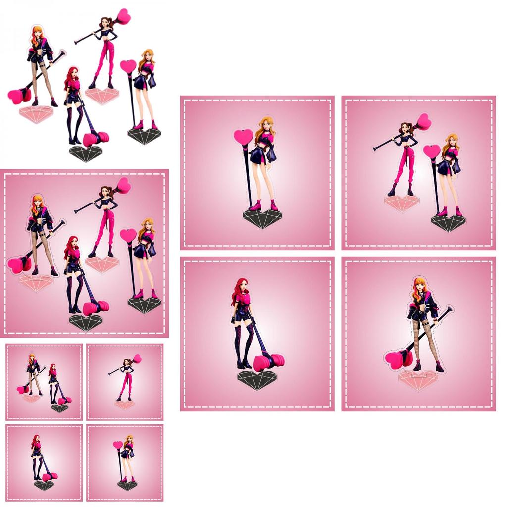 Blackpink Acryl Aufsteller Entzückende Cartoon-Figuren zur Tischdekoration Jennie Jisoo Rose)