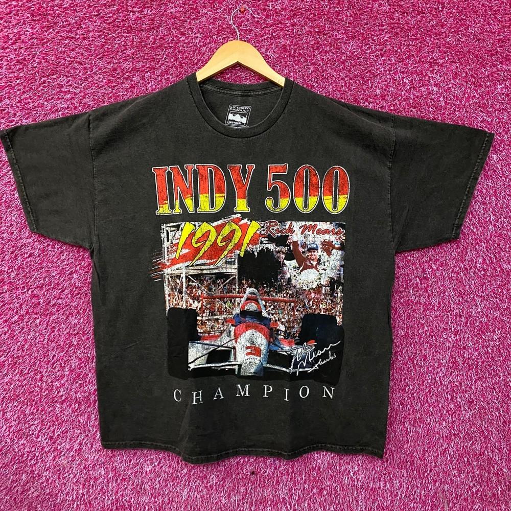 Indycar Racing Indy 500 Champion Rick Mears 1991 Victory Graphic TShirt Large Unisex T-Shirt L