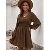 Summer New Polka Dot Women's Dress, Pullover V-neck Long-sleeved Pleated Waist Floral Slim-fit Skirt