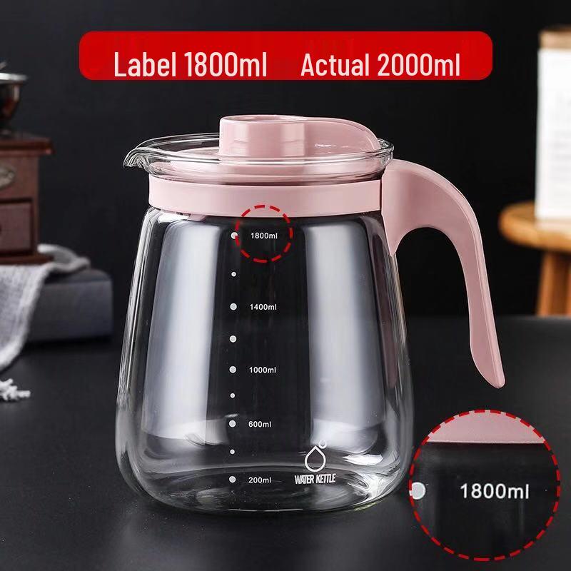 High Temperature Glass Pitcher Set: Nordic Iced Water, Fruit Teapot, Beer, and Cold Brew Pitcher with Scale.
