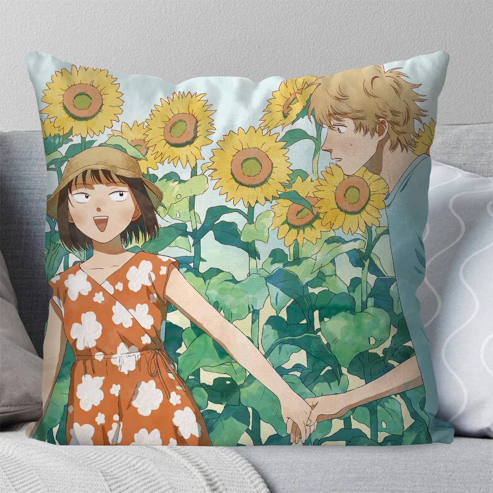 Skip And Loafer Youth Campus Animation Pillow Case Square Pillow Bedroom Sofa Leisure Comfort Living Room Home Decoration 40X40