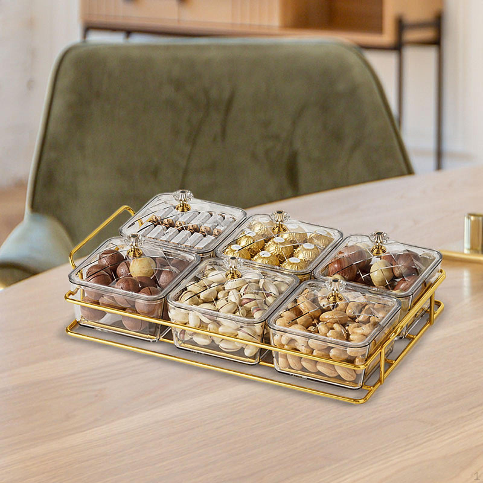 

Поднос для сухофруктов, тарелка для закусок, коробка для хранения продуктов, сервировка для праздничных принадлежностей, e Clear with 6 Grids