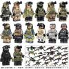 MOC Spezialeinheiten Militär-Minifiguren ACU Soldat SAS Kommandant mit AK Waffe Bausteine Spielzeug für Kinder